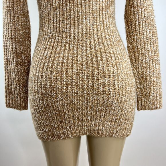 Majorelle Helen Dress Size XS Mini Chunky Knit Sweater Camel Bodycon Long Sleeve - Picture 8 of 12